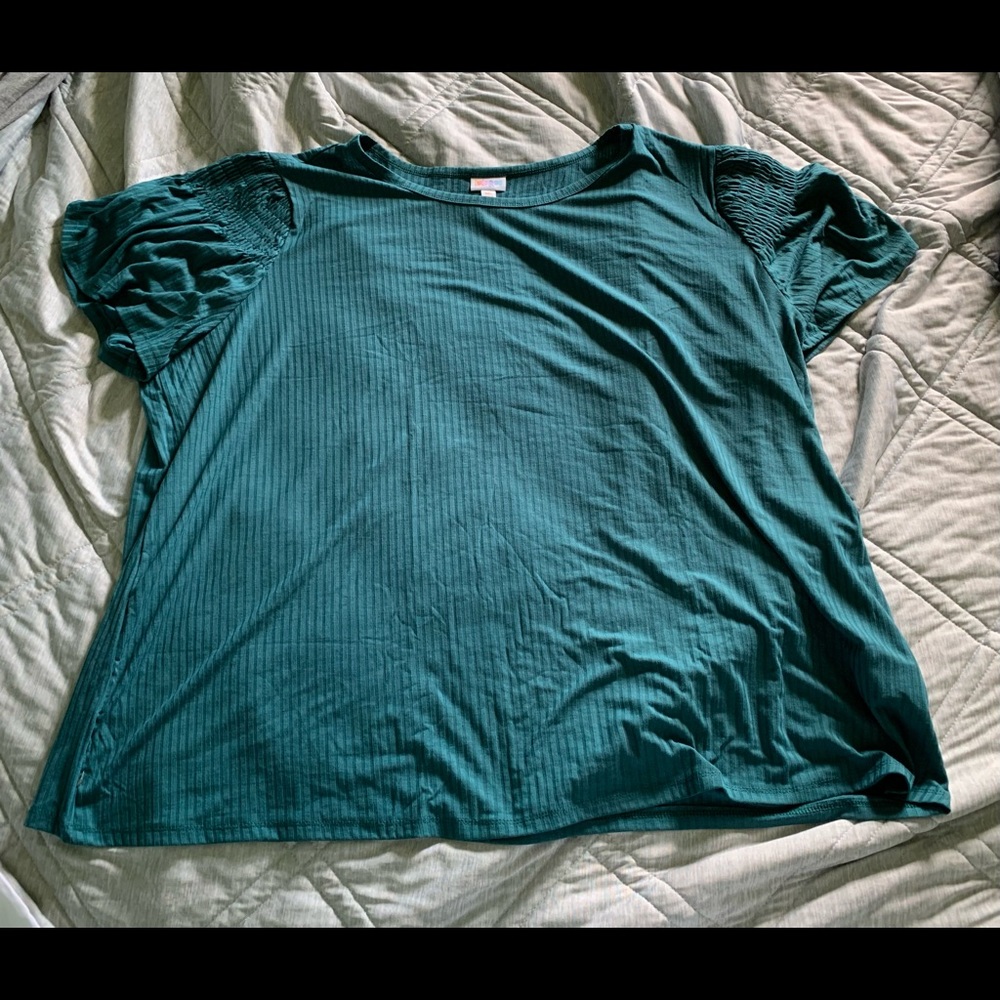 Lularoe Stephanie Smocked Sleeve Top 3XL NWT Teal
